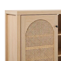 Natural Wood and Rattan 2-Door Sideboard