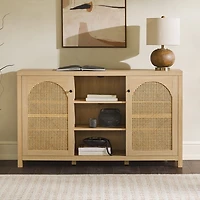 Natural Wood and Rattan 2-Door Sideboard