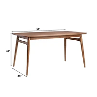 Walnut Ash Wood Mid-Century Modern Dining Table