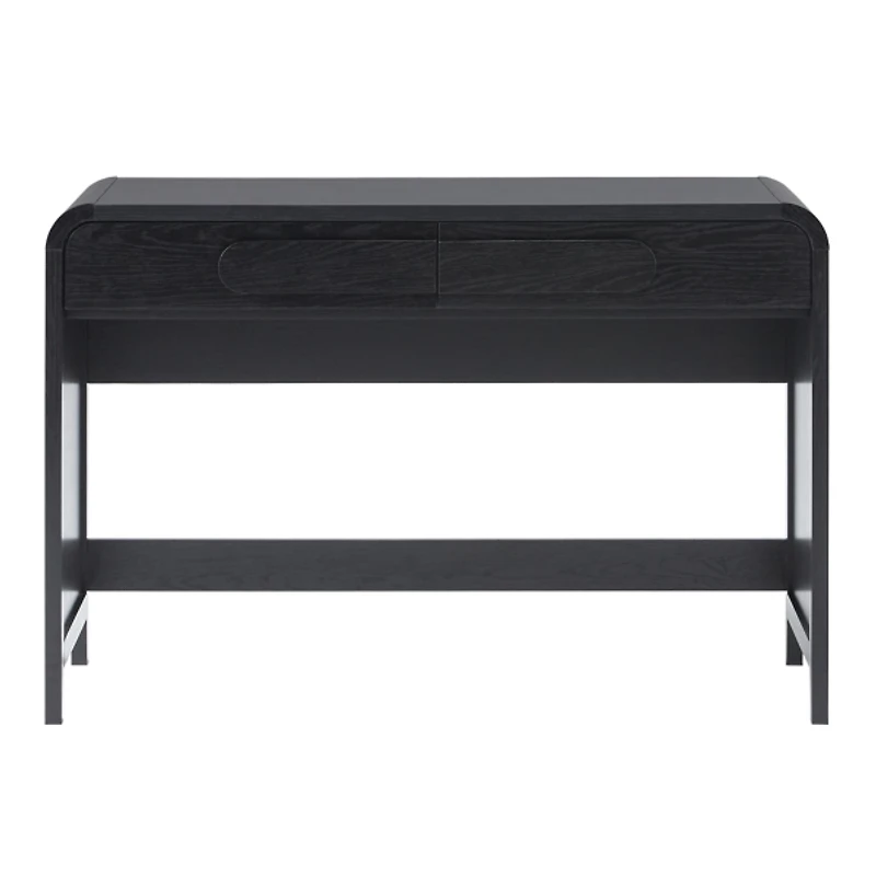 Black Wood Curved 2-Drawer Desk