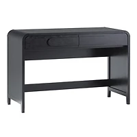 Black Wood Curved 2-Drawer Desk