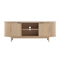 Natural Wood Reeded Oval TV Stand
