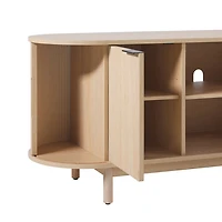 Natural Wood Reeded Oval TV Stand