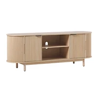 Natural Wood Reeded Oval TV Stand