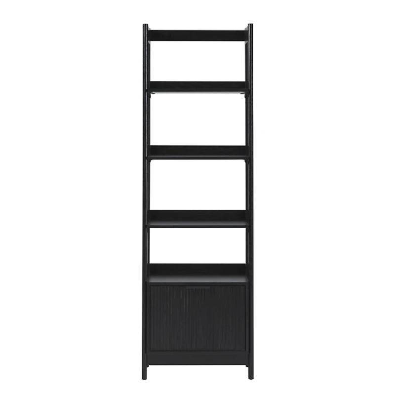 Black Reeded Wood Holmes Narrow Bookcase