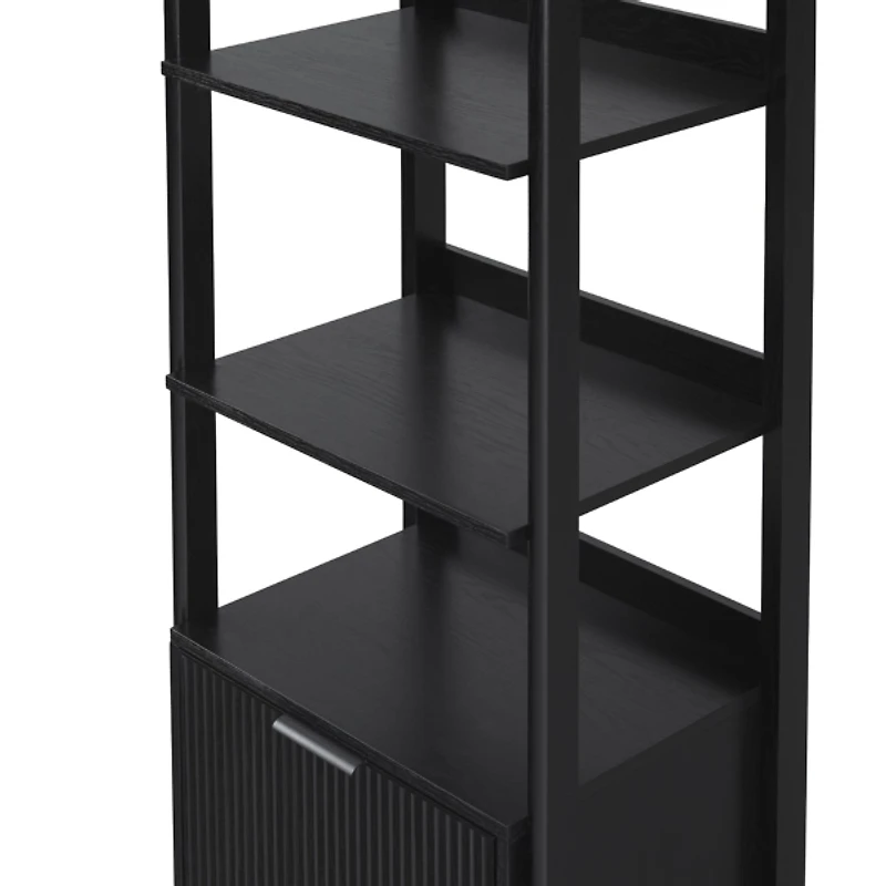 Black Reeded Wood Holmes Narrow Bookcase