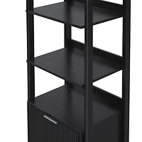 Black Reeded Wood Holmes Narrow Bookcase