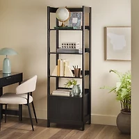 Black Reeded Wood Holmes Narrow Bookcase