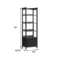Black Reeded Wood Holmes Narrow Bookcase