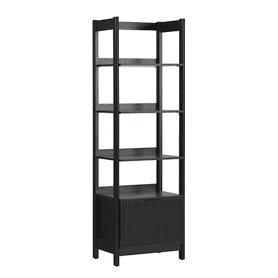 Black Reeded Wood Holmes Narrow Bookcase