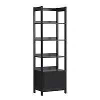 Black Reeded Wood Holmes Narrow Bookcase