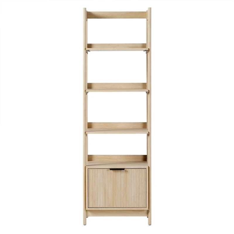 Natural Reeded Wood Holmes Narrow Bookcase