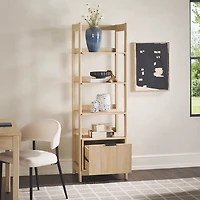 Natural Reeded Wood Holmes Narrow Bookcase