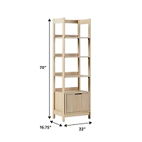 Natural Reeded Wood Holmes Narrow Bookcase