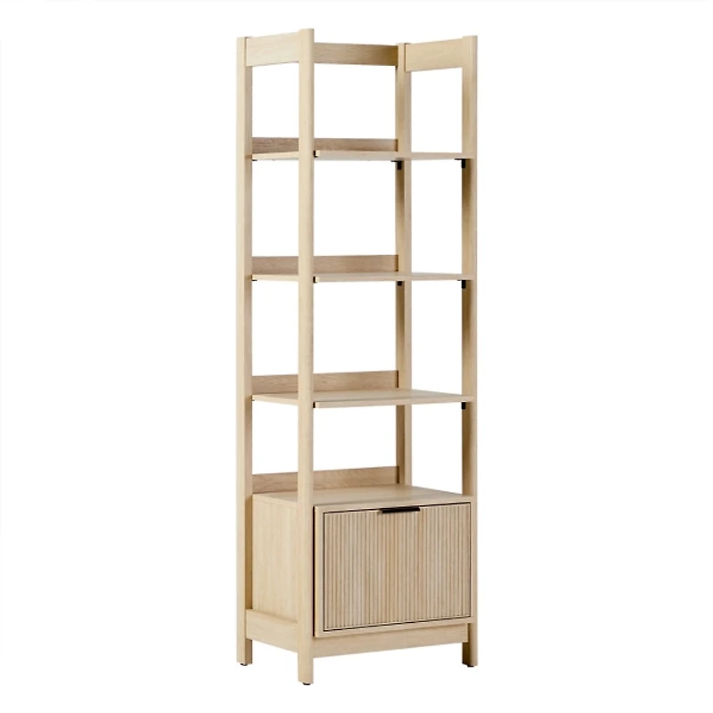 Natural Reeded Wood Holmes Narrow Bookcase