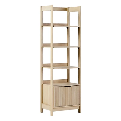 Natural Reeded Wood Holmes Narrow Bookcase