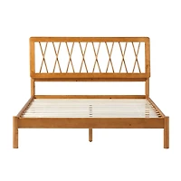 Caramel Wood Spindle Headboard Queen Bed