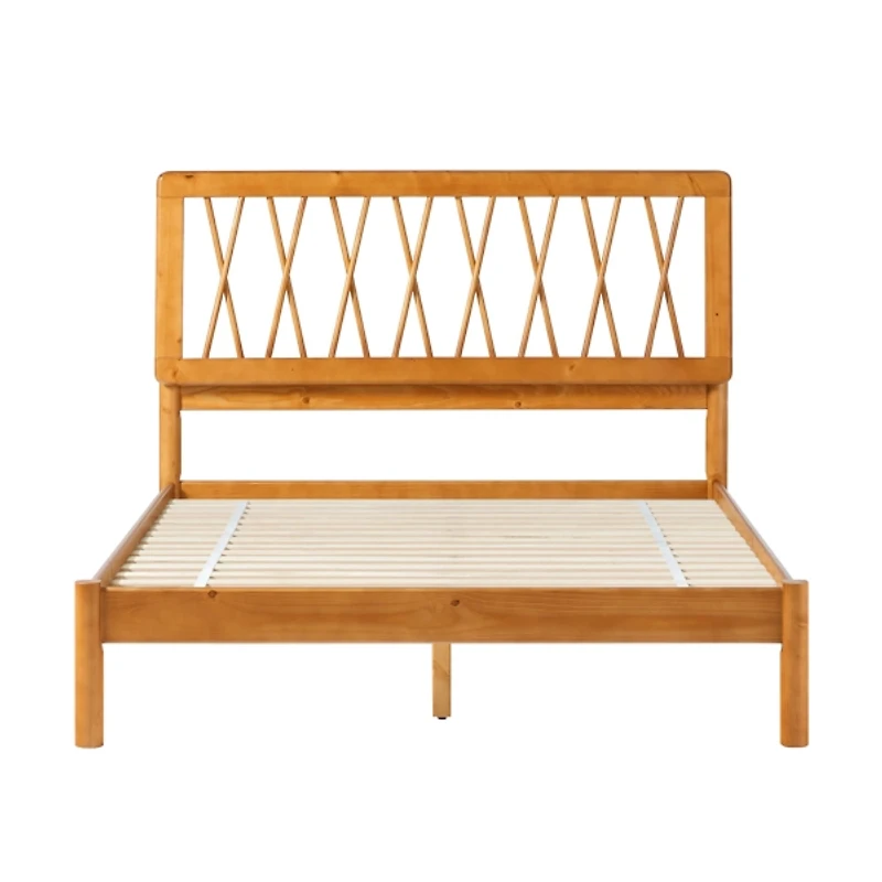 Caramel Wood Spindle Headboard Full Bed