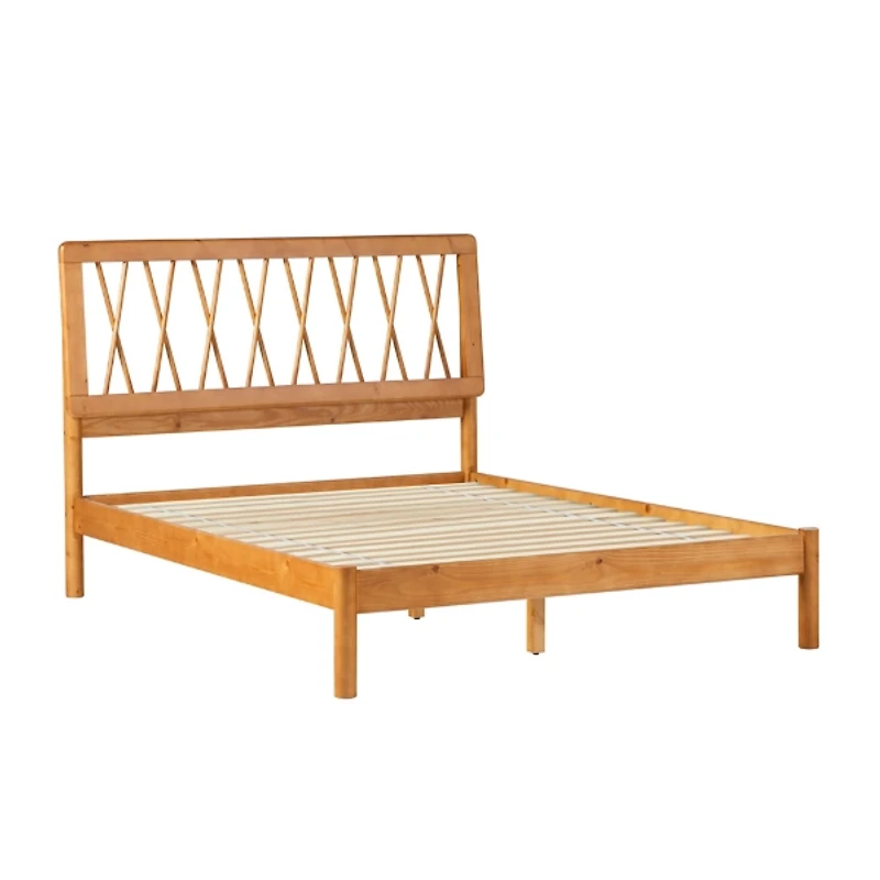 Caramel Wood Spindle Headboard Full Bed