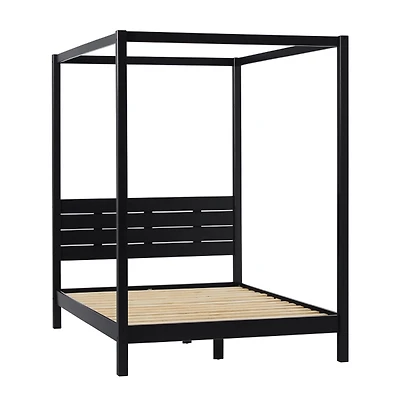 Black Wood Canopy Full Bed
