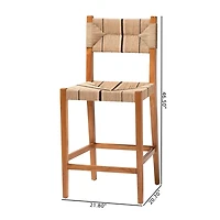 Natural Wood Woven Prita Bar Stools, Set of 2