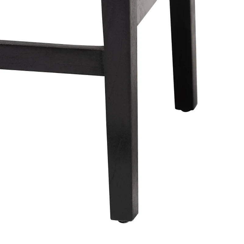 Black Wood Woven Prita Counter Stools, Set of 2