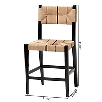 Black Wood Woven Prita Counter Stools, Set of 2