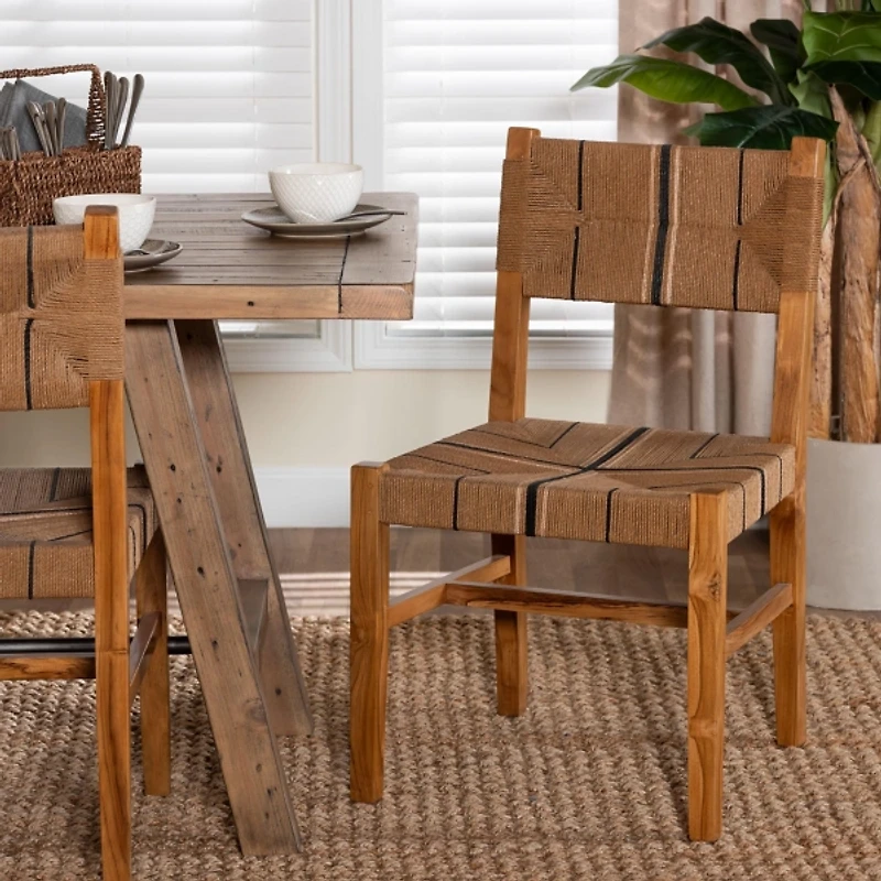 Natural Wood Woven Prita Dining Chair