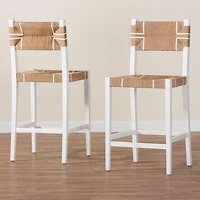 White Wood Woven Talli Bar Stools, Set of 2