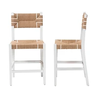 White Mahogany Woven Talli Counter Stool Set