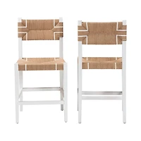 White Mahogany Woven Talli Counter Stool Set