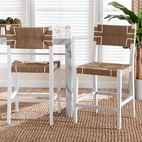 White Mahogany Woven Talli Counter Stool Set