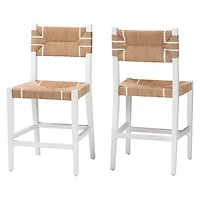 White Mahogany Woven Talli Counter Stool Set