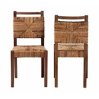 Natural Woven Seagrass Dining Chairs, Set of 2