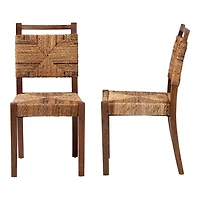 Natural Woven Seagrass Dining Chairs, Set of 2
