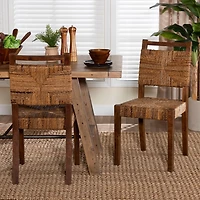 Natural Woven Seagrass Dining Chairs, Set of 2