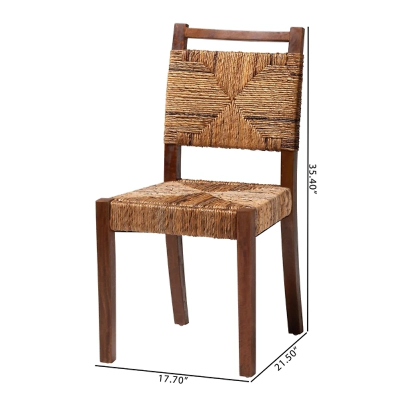 Natural Woven Seagrass Dining Chairs, Set of 2