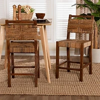 Natural Seagrass Cordoba Counter Stools, Set of 2