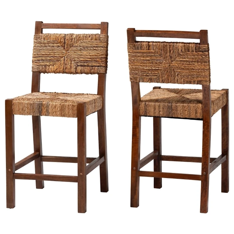 Natural Seagrass Cordoba Counter Stools, Set of 2