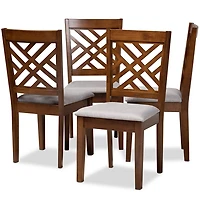 Gray Walnut Wood Cut-Out Dining Chairs, Set of 4