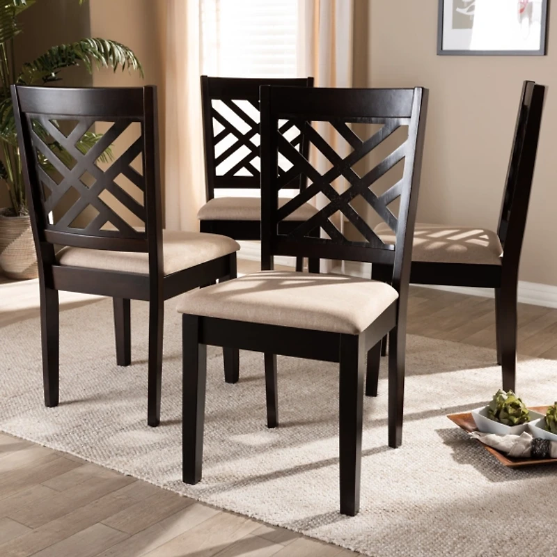 Espresso Wood Cut-Out Dining Chairs, Set of 4