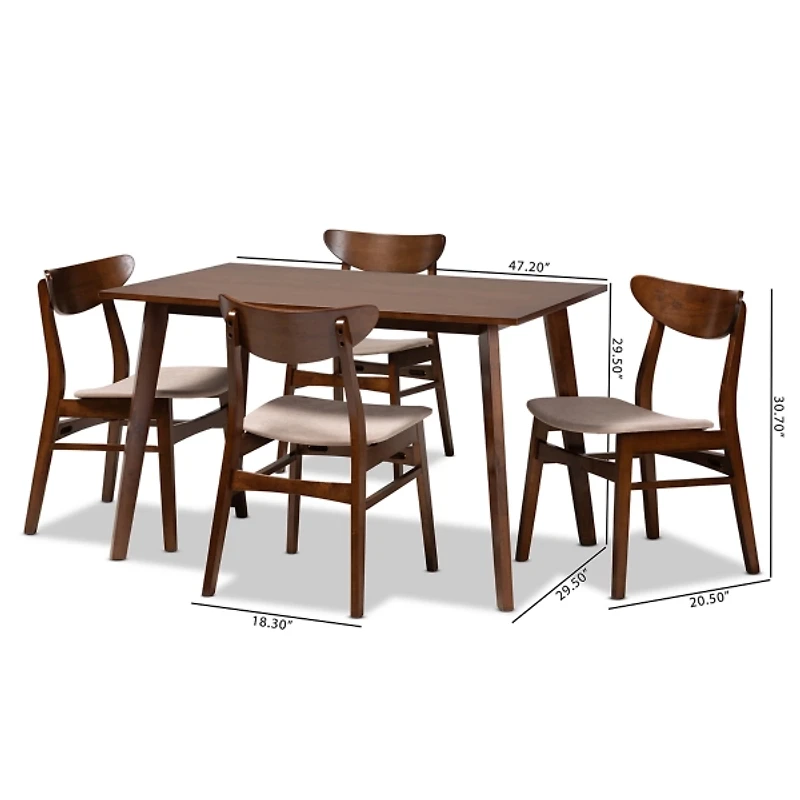 Walnut Orion 5-pc. Dining Chair and Table Set