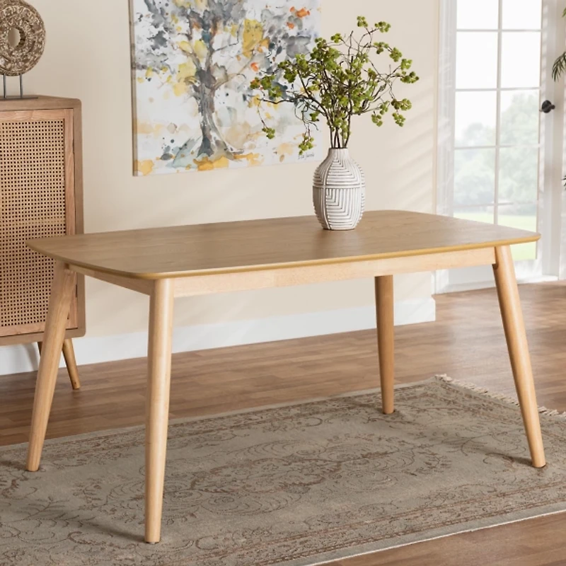 Natural Oak Mid-Century Modern Dining Table