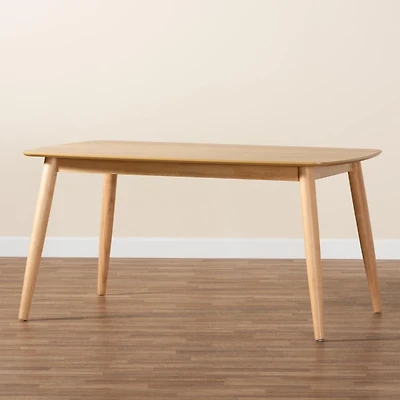 Natural Oak Mid-Century Modern Dining Table