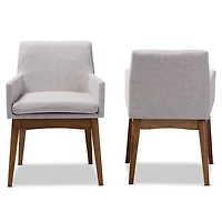 Gray Upholstered Walnut Dining Chairs, Set of 2