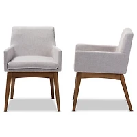Gray Upholstered Walnut Dining Chairs, Set of 2