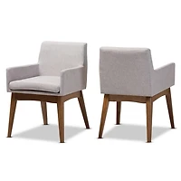 Gray Upholstered Walnut Dining Chairs, Set of 2