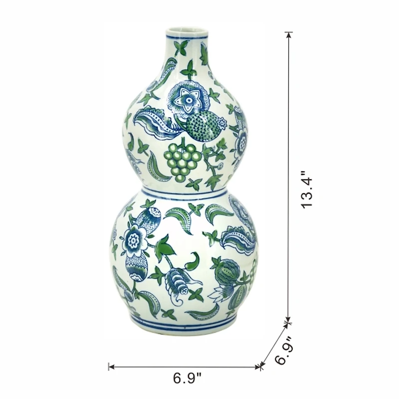 Blue and Green Blossom Double Gourd Vase