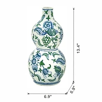 Blue and Green Blossom Double Gourd Vase