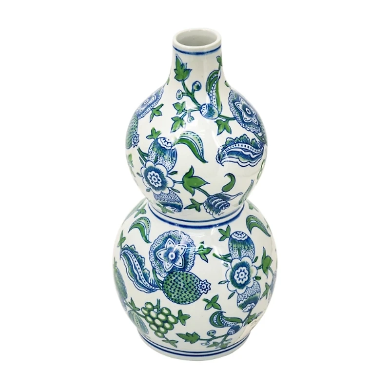 Blue and Green Blossom Double Gourd Vase